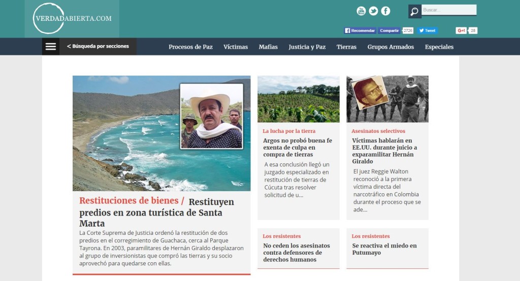 VerdadAbierta's webpage.